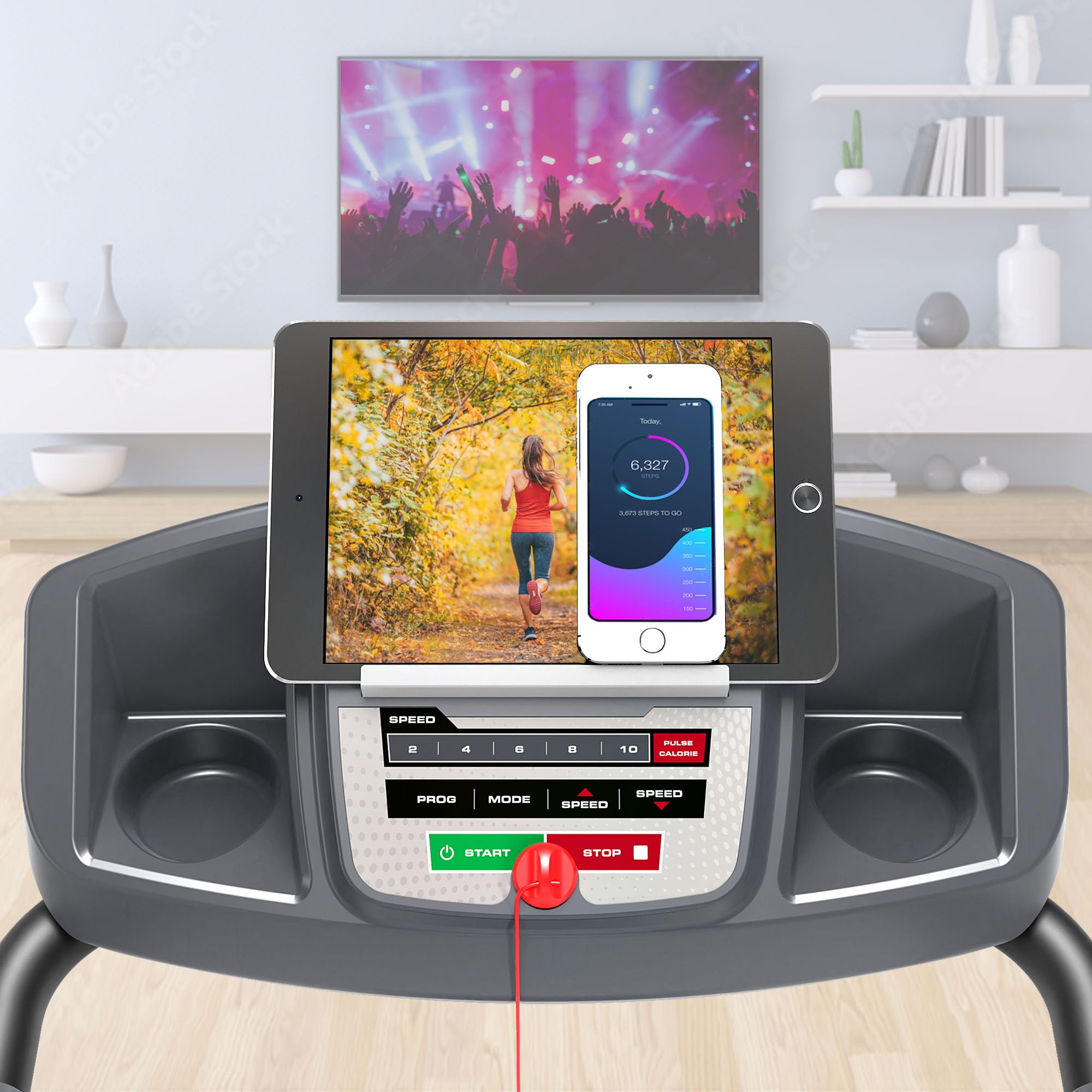 KINETIC SPORTS Elektrisches Laufband KST2700FX, Klappbares Laufband für Zuhause bis 10 km/h - Kraftvoller 1PS Motor, Tablet-Halterung, 12+1 Programme, LCD-Display, GEH- und Lauftraining, bis 120 kg