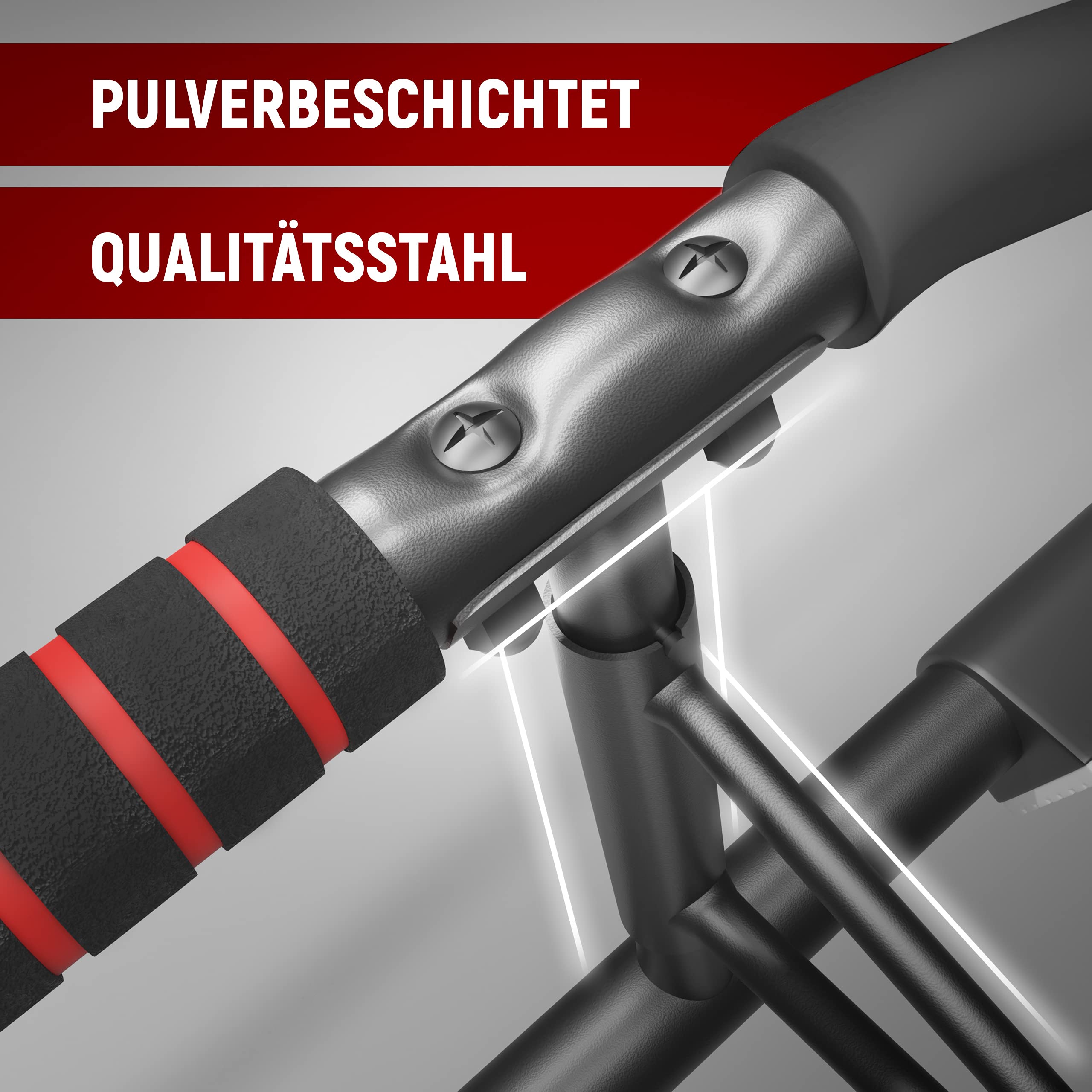 NEOLYMP Klimmzugstange Türrahmen ohne Schrauben mit Pull up Bar E-Book - Klimmzugstange Tür zum Einhängen für sicheren Halt bei Klimmzügen bis zu 200kg