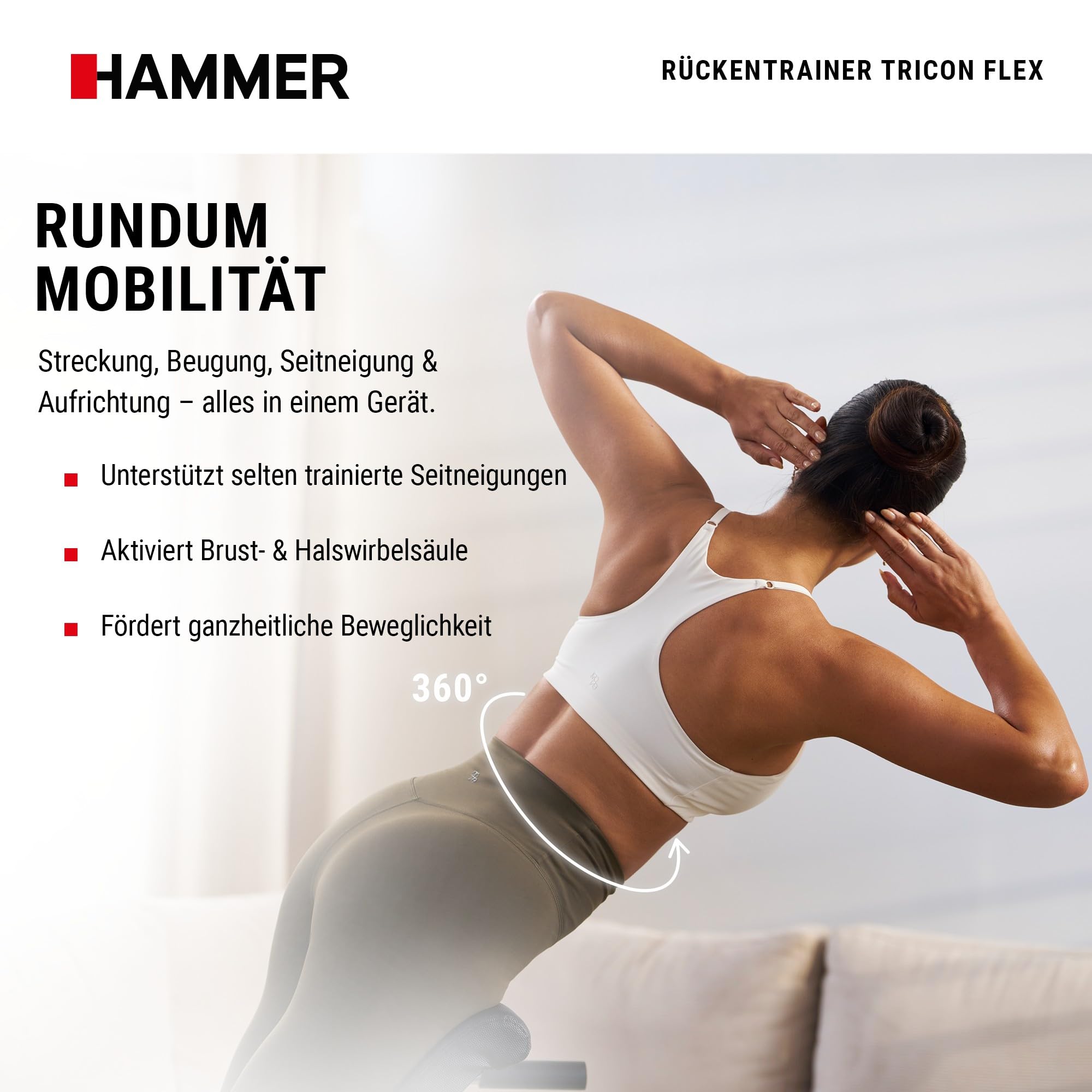 HAMMER Rückentrainer Tricon Flex, 3 in 1 Rücken-Komplett-Trainer für spürbare Wirbelsäulen- und Ischiasentlastung