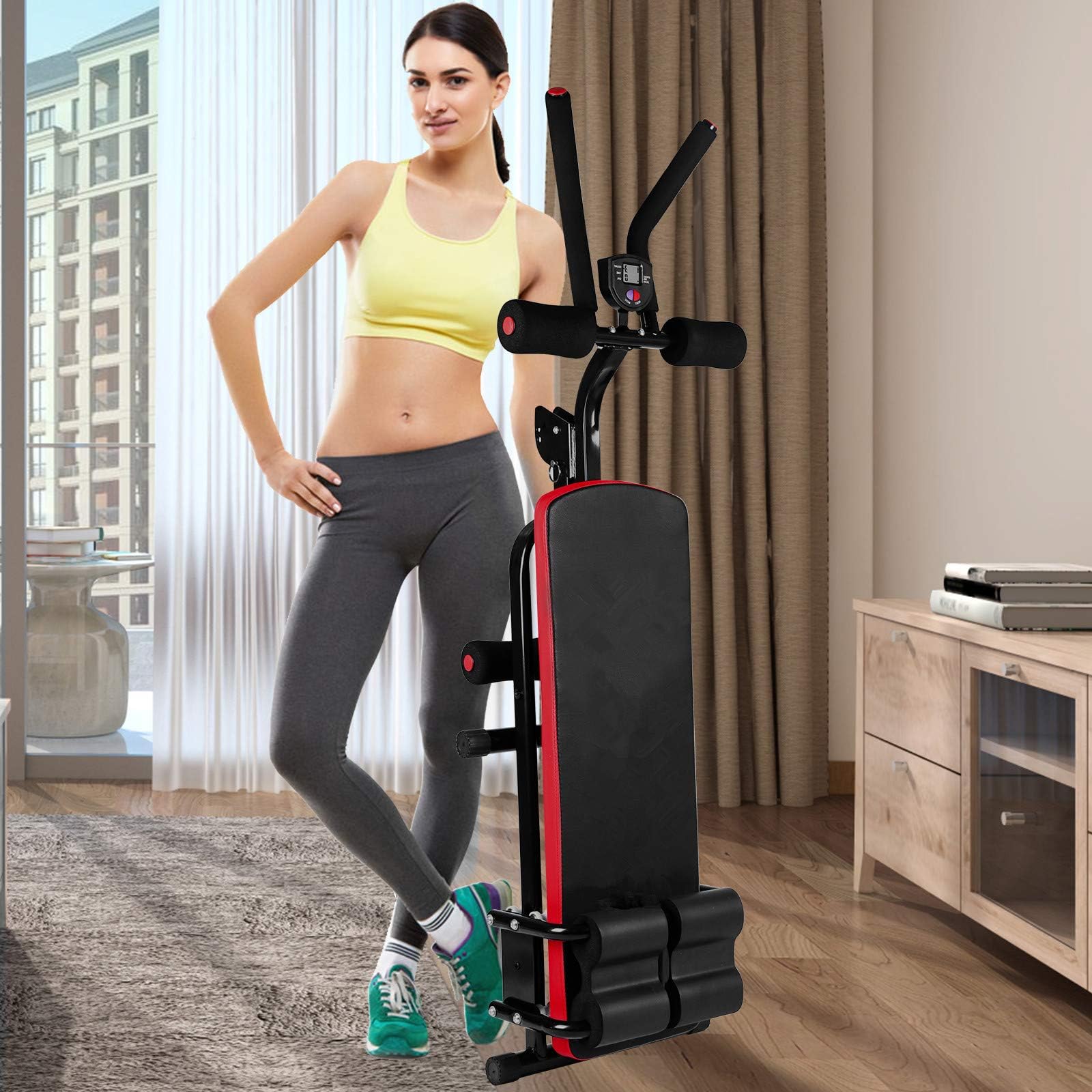 Bauchtrainer Bauchmuskeltrainer für Zuhause Multifunktionale Trainingsgerät für Ganzkörpertraining Abdominal Ab Machine mit LCD-Monitor Bauchmuskeltrainer Bauchmuskeltraining bis 150kg