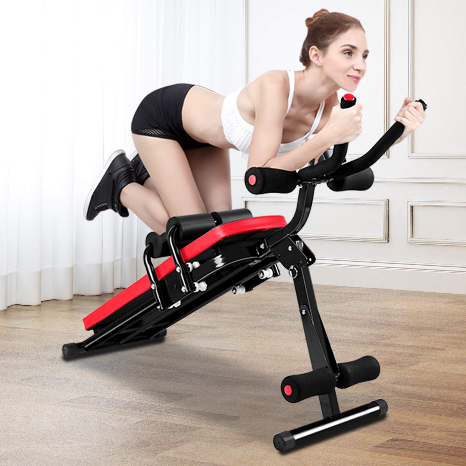 Bauchtrainer Bauchmuskeltrainer für Zuhause Multifunktionale Trainingsgerät für Ganzkörpertraining Abdominal Ab Machine mit LCD-Monitor Bauchmuskeltrainer Bauchmuskeltraining bis 150kg