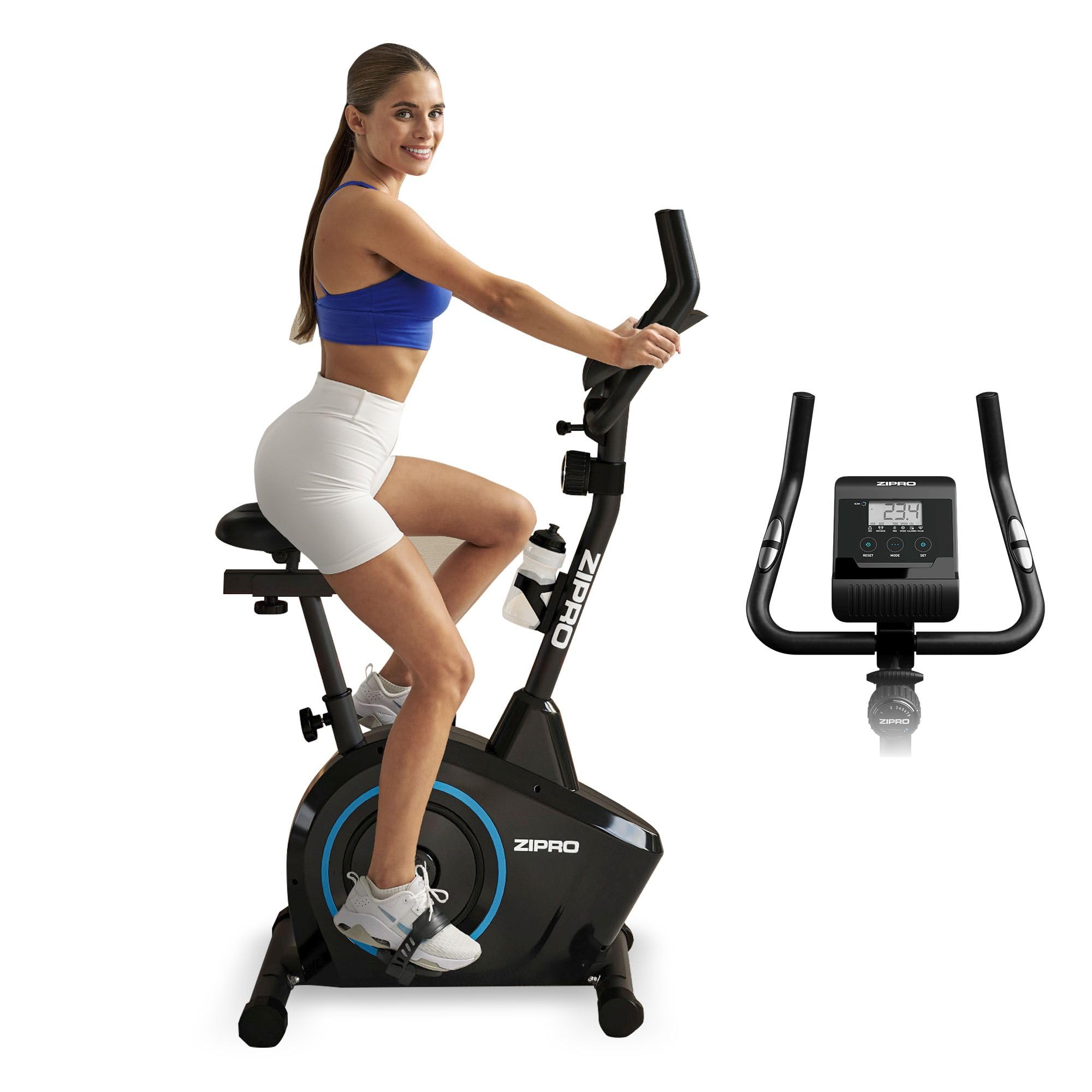 Zipro Heimtrainer Fahrrad Boost, Ergometer Fitnessbikes, Magnetisches Fahrradtrainer, Ergometer Fahrrad bis 120kg, Indoor Bike, Trainingsfahrrad für zuhause, Fahrradergometer Batteriebetrieben