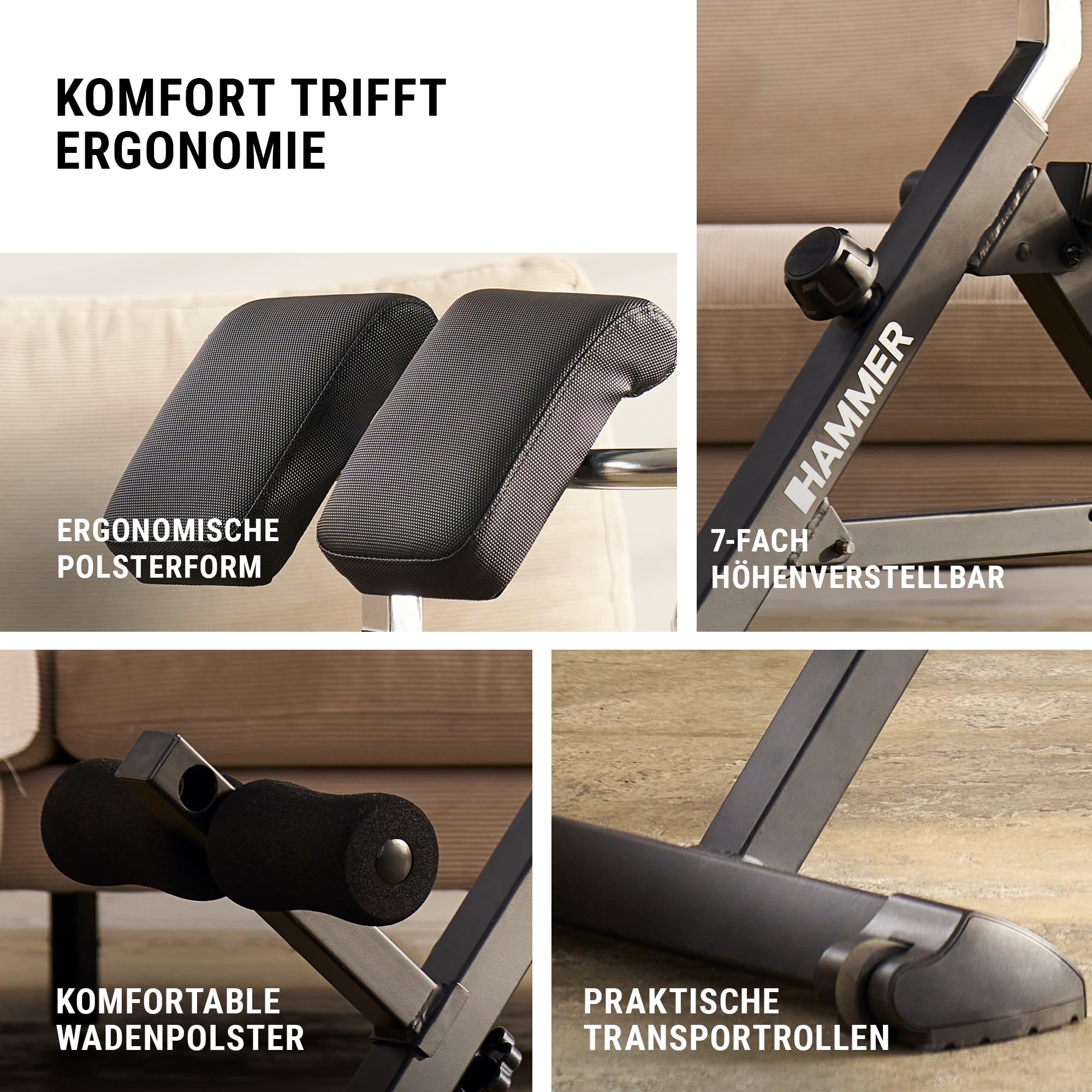 HAMMER Rückentrainer Tricon Flex, 3 in 1 Rücken-Komplett-Trainer für spürbare Wirbelsäulen- und Ischiasentlastung