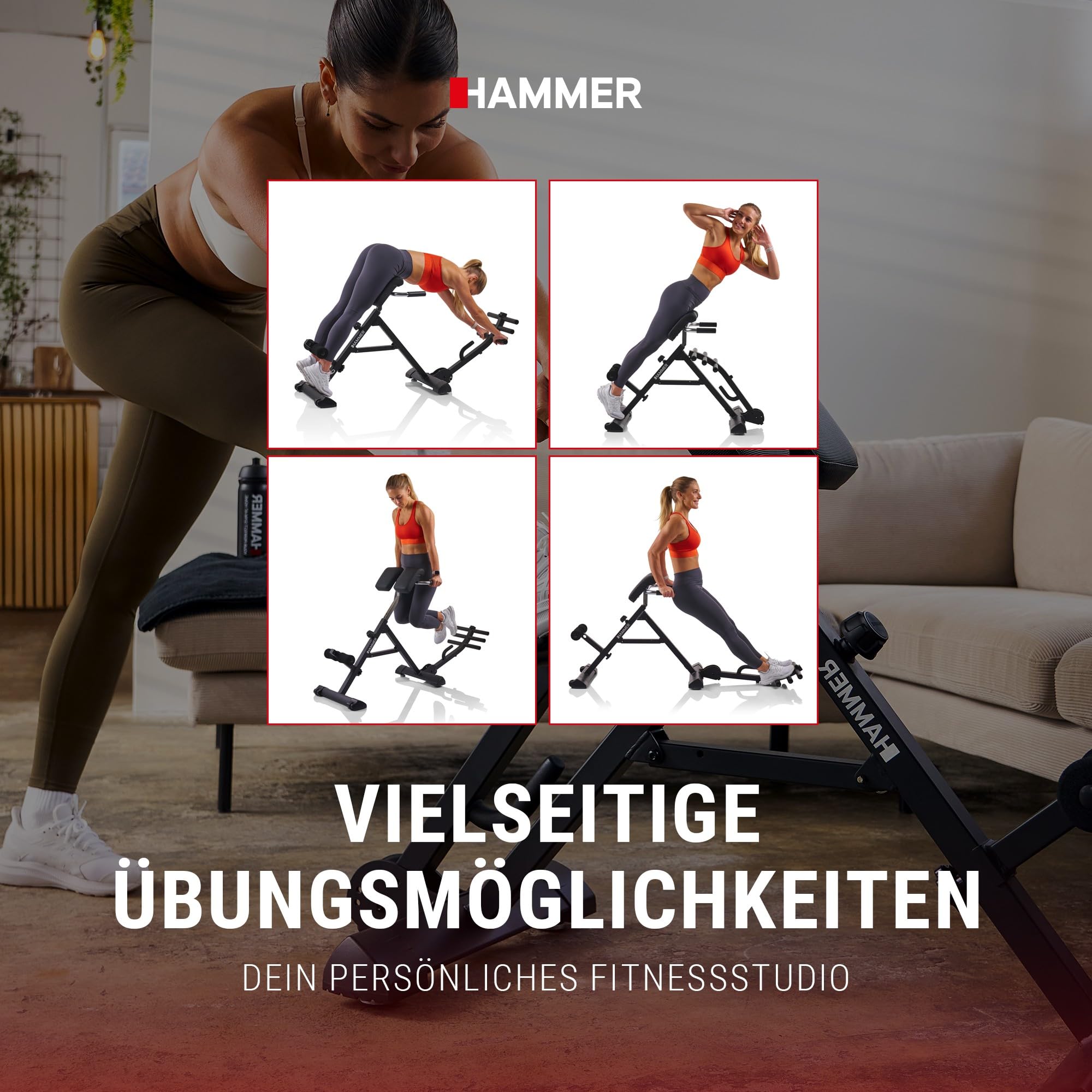 HAMMER Rückentrainer Tricon Flex, 3 in 1 Rücken-Komplett-Trainer für spürbare Wirbelsäulen- und Ischiasentlastung