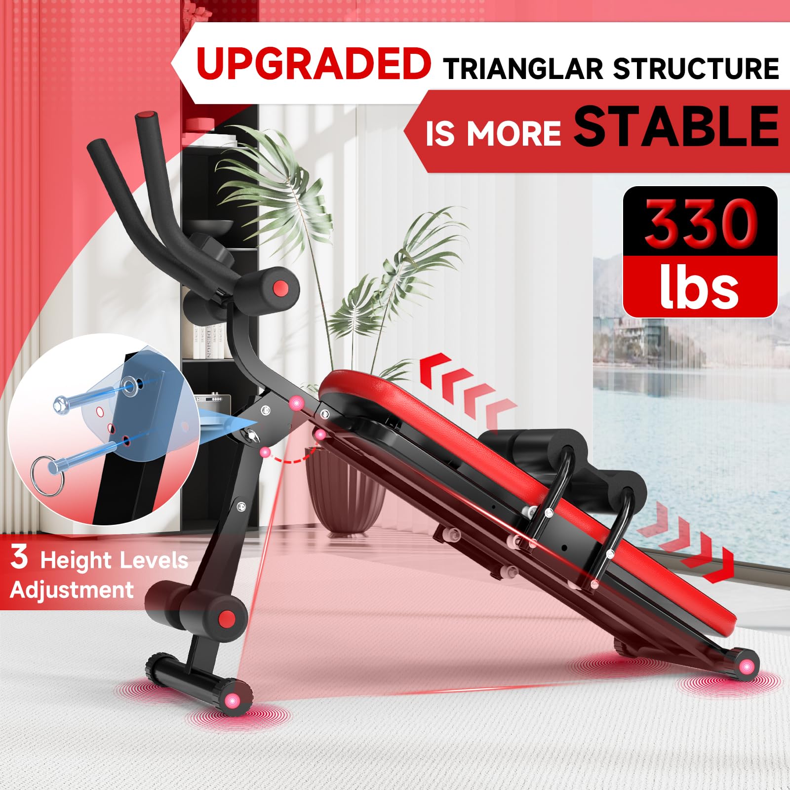 Bauchtrainer Bauchmuskeltrainer für Zuhause Multifunktionale Trainingsgerät für Ganzkörpertraining Abdominal Ab Machine mit LCD-Monitor Bauchmuskeltrainer Bauchmuskeltraining bis 150kg
