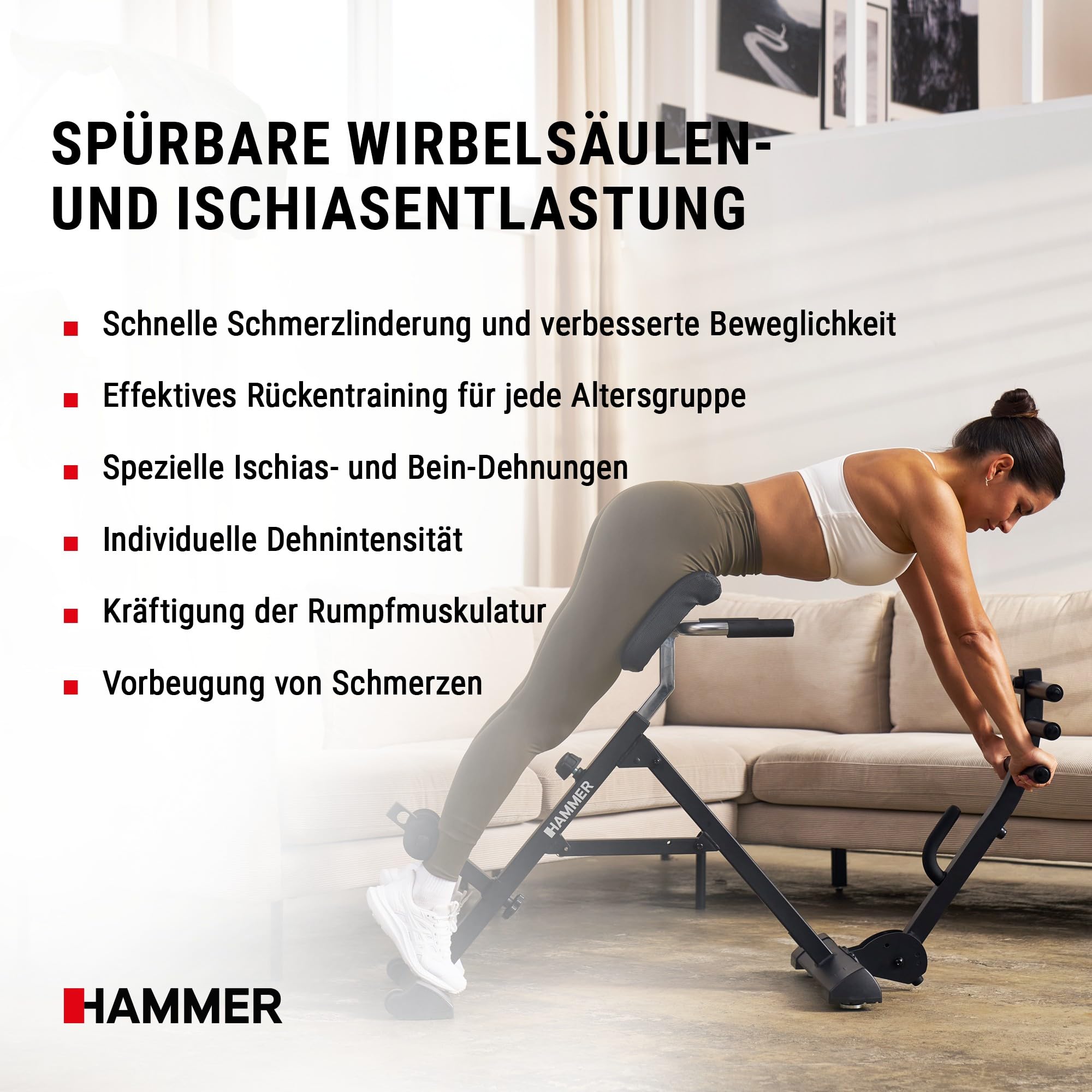 HAMMER Rückentrainer Tricon Flex, 3 in 1 Rücken-Komplett-Trainer für spürbare Wirbelsäulen- und Ischiasentlastung