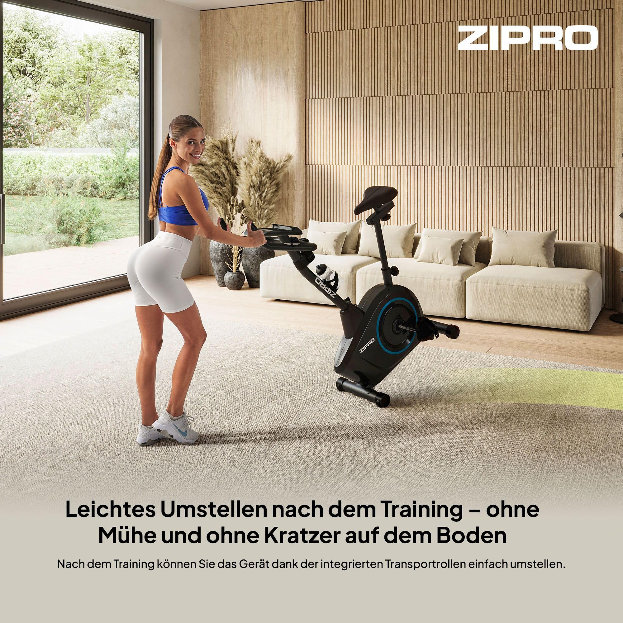 Zipro Heimtrainer Fahrrad Boost, Ergometer Fitnessbikes, Magnetisches Fahrradtrainer, Ergometer Fahrrad bis 120kg, Indoor Bike, Trainingsfahrrad für zuhause, Fahrradergometer Batteriebetrieben